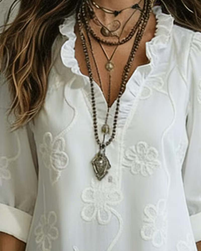 V-Neck A-Line Midi Dress