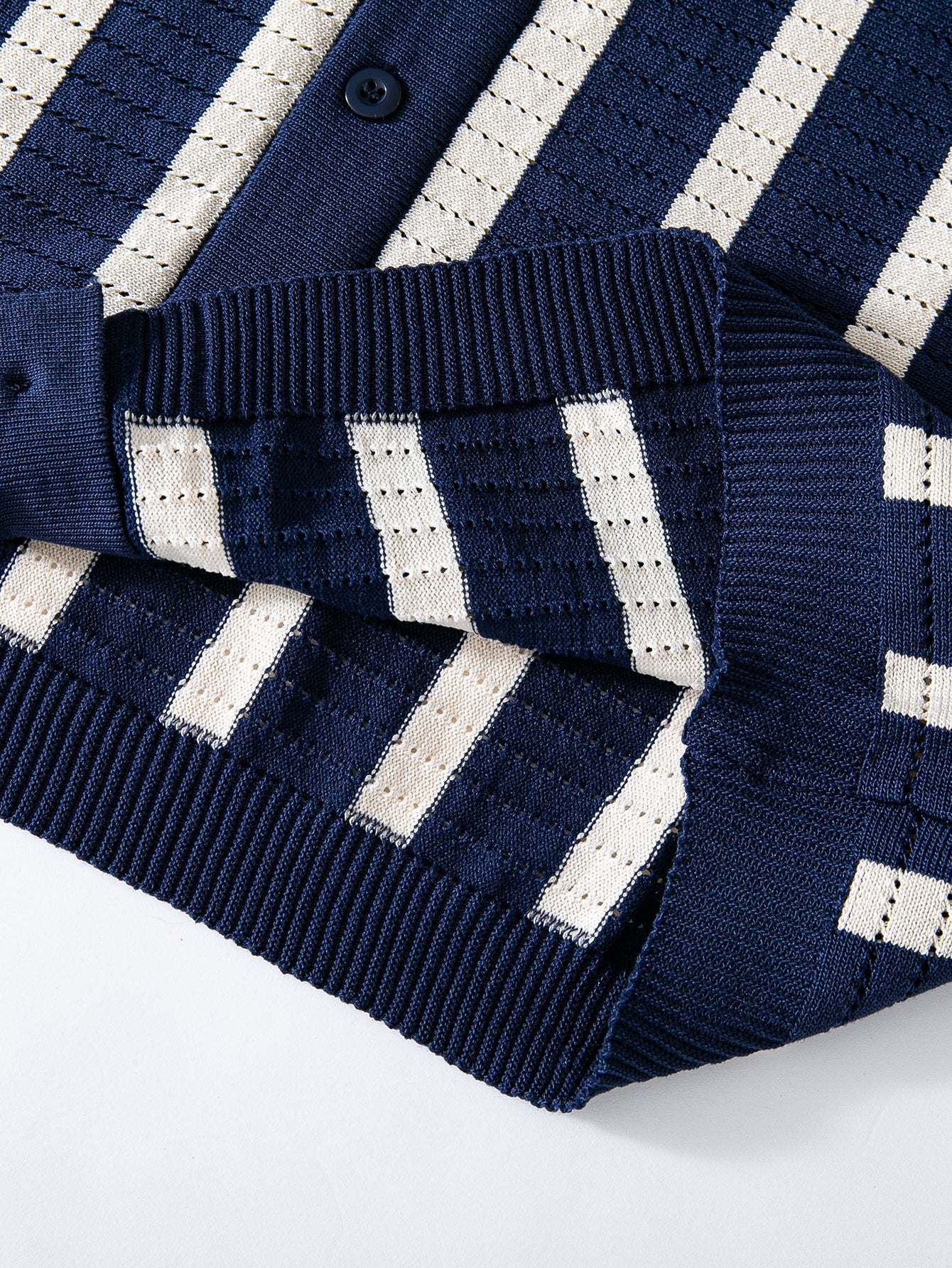 Stripe Button Up Knit Shirt & Straight Leg Linen Pants