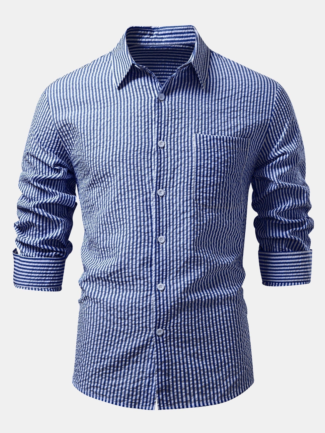 Striped Button-Up Seersucker Shirt