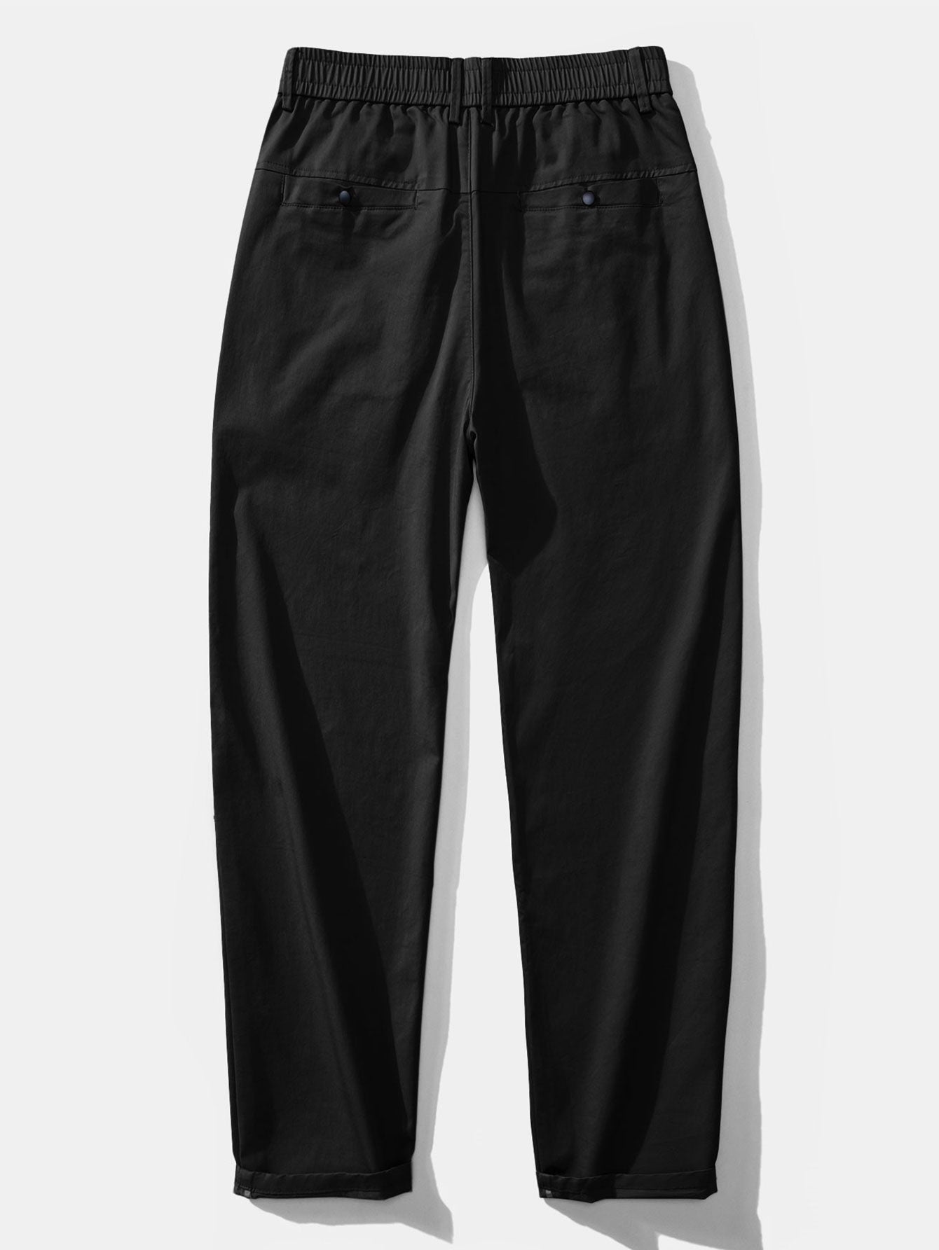 Contrast Trim Ribbed Johnny Collar Knit Polo & Elastic Waist Straight Leg Trousers