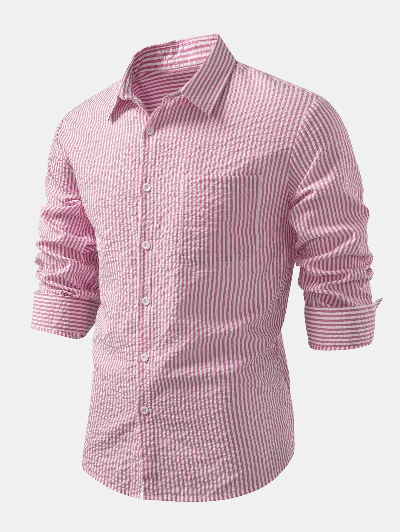 Striped Button-Up Seersucker Shirt