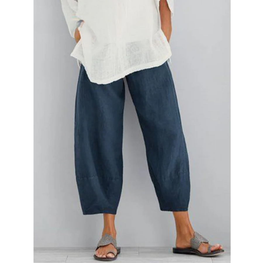 Elena Elegant Linen Pants - Blue