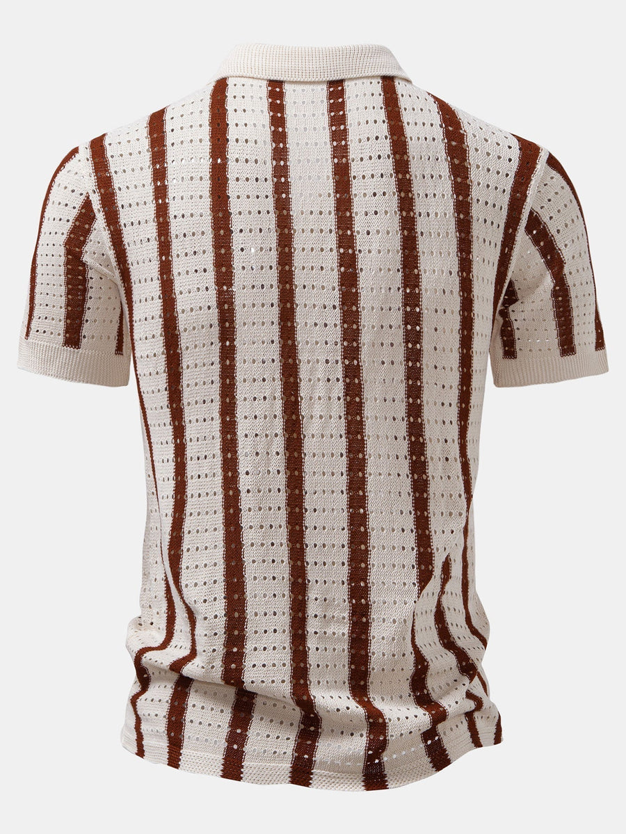 Striped Eyelet Knit Shirt