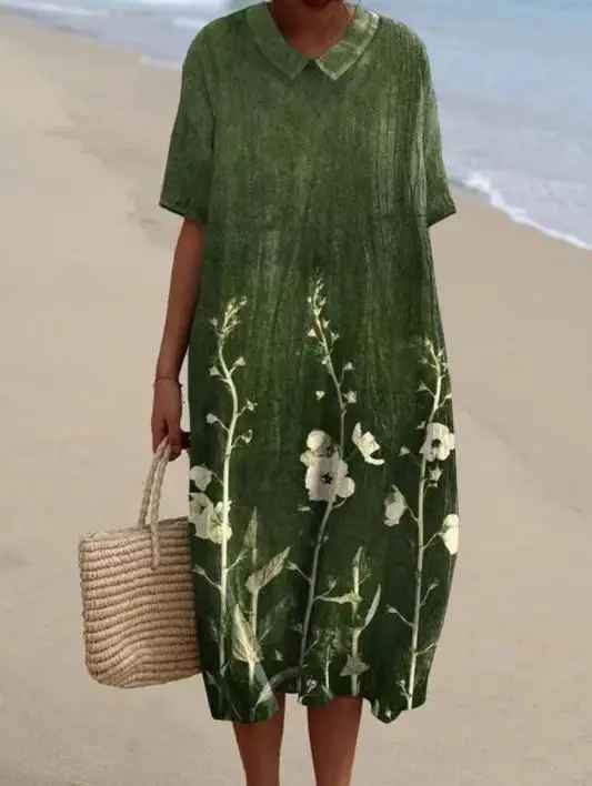 Margaret - Vibrant Floral Garden Print Flowy Dress