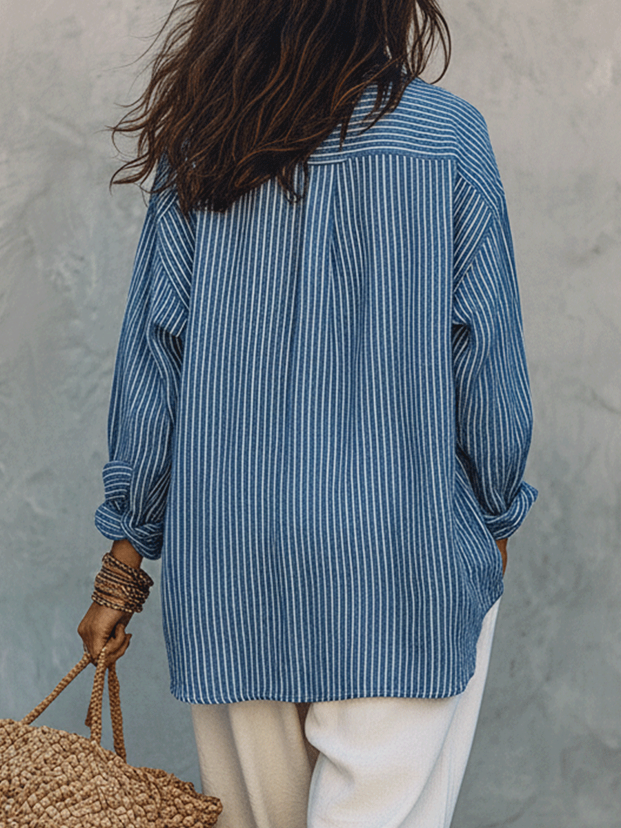 Bohemian Blue Stripe Airy Shirt