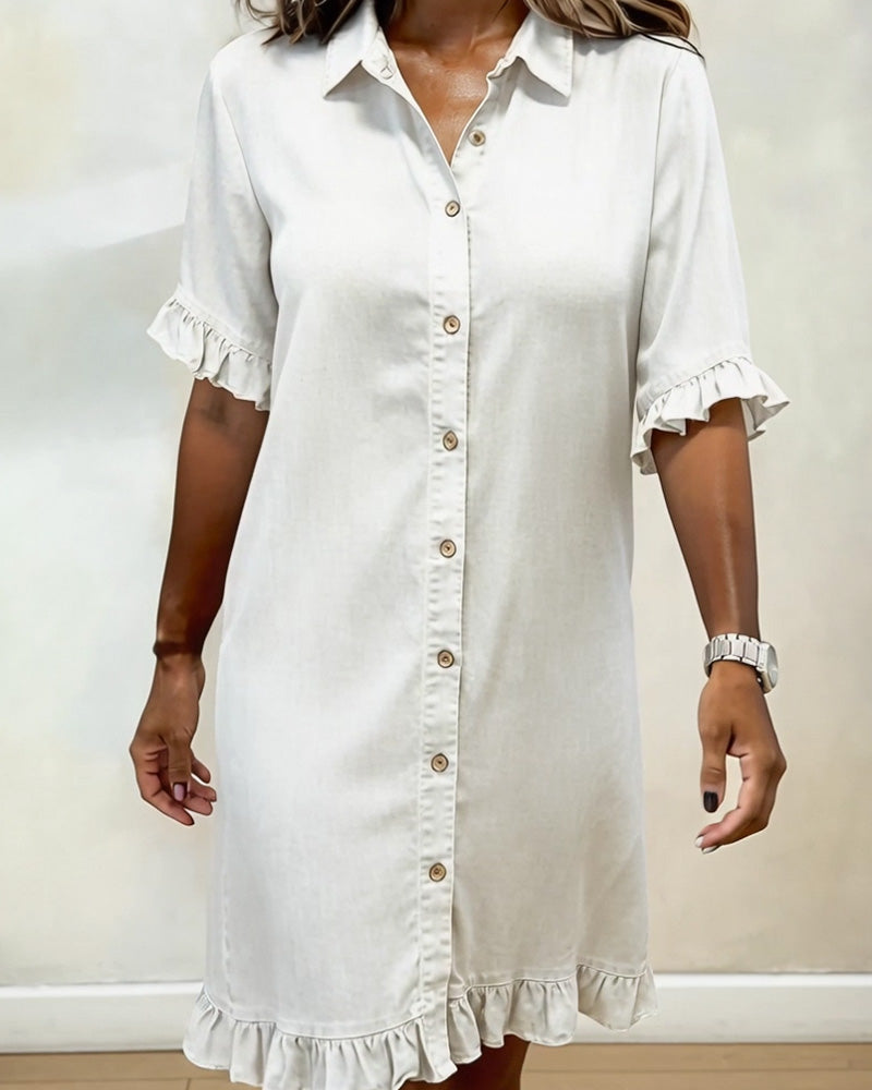 Aveline | Comfortable Denim Dress with Flattering Pleats
