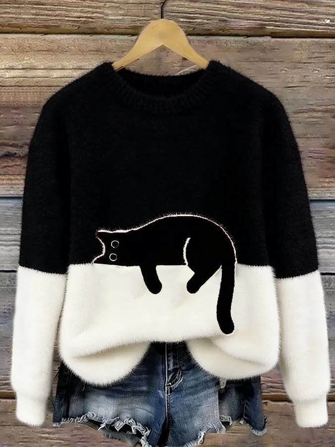 Luna | Women's Sweatshirt with Cat Pattern