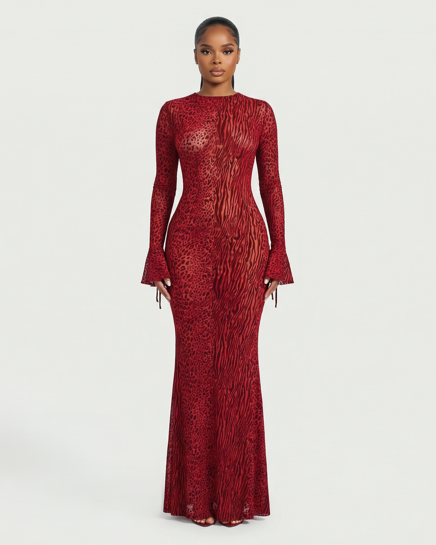 Scarlett Mesh Open Back Maxi Dress