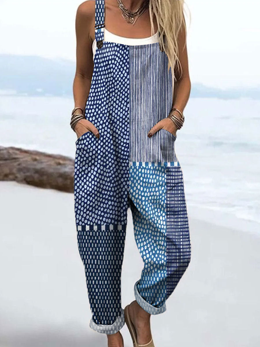 Serena™ | Blue Patchwork Jumpsuit