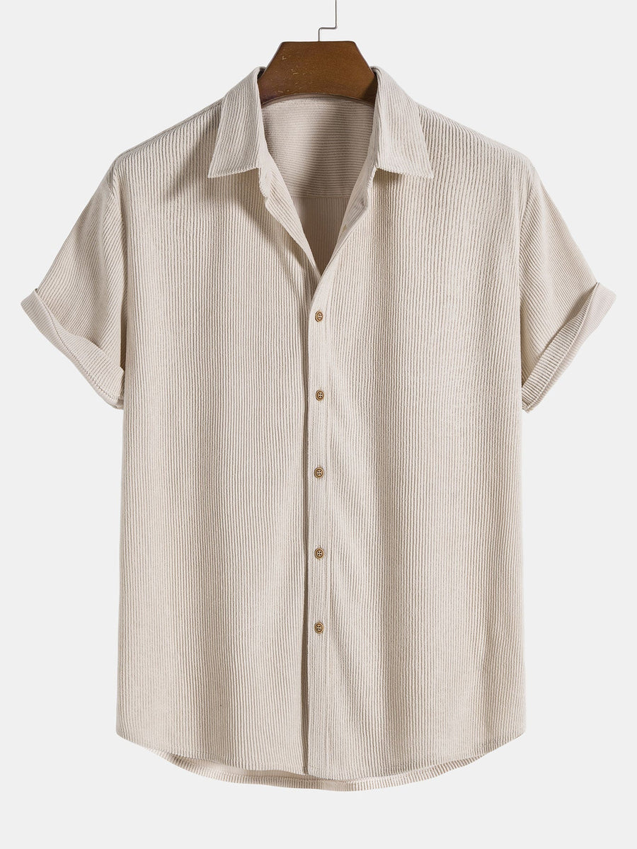 Corduroy Button Short Sleeve Shirt