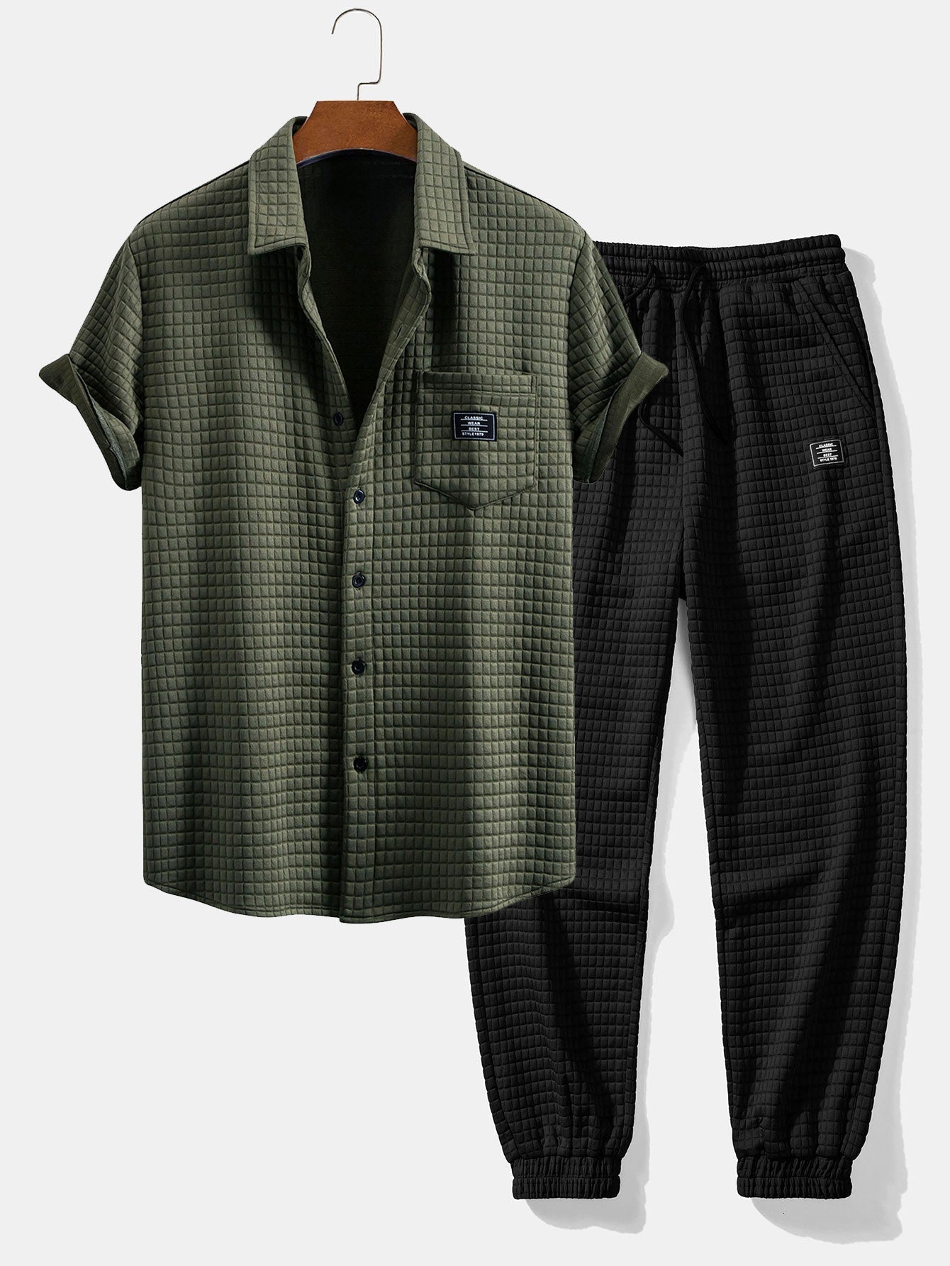 Korte Mouw Wafelshirt & Trekkoord Wafel Joggingbroek