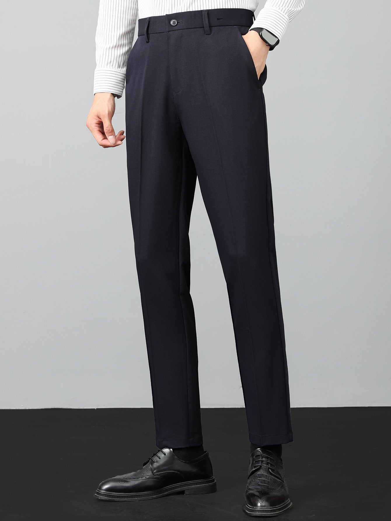 Linen Ribbed Knit Polo & Slim Fit Tapered Trousers