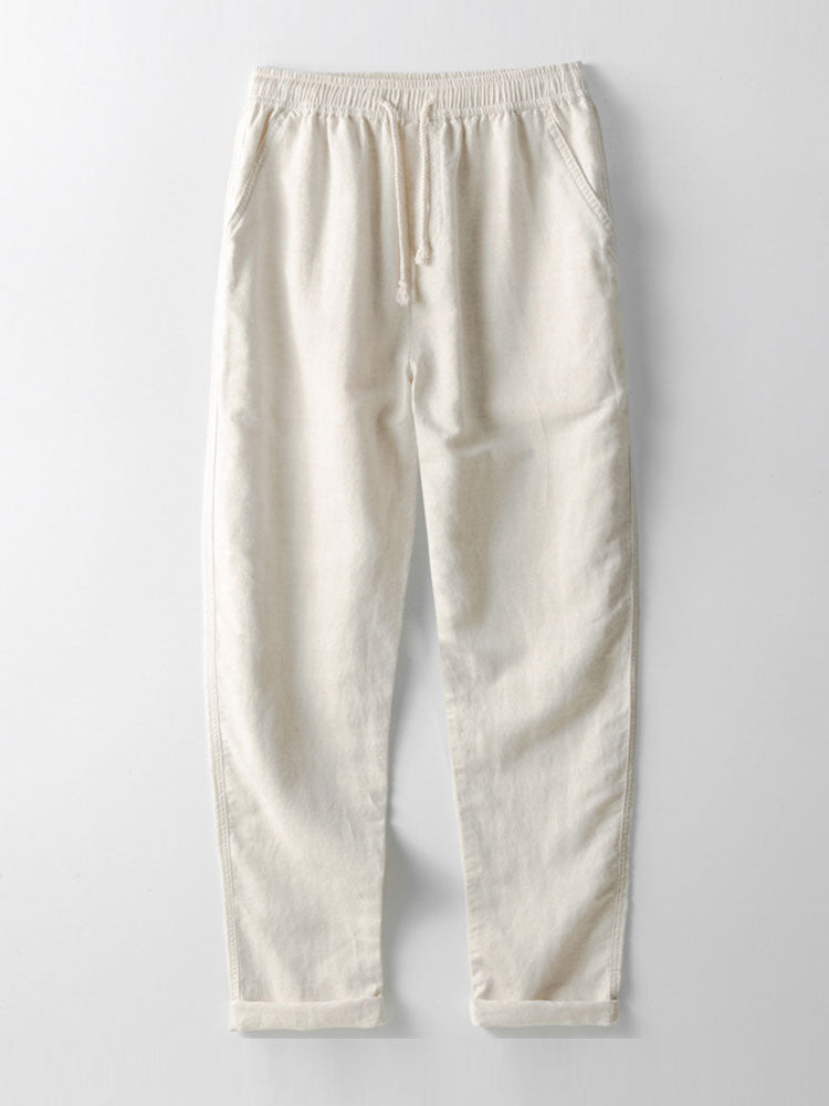 Stripe Button Up Knit Shirt & Straight Leg Linen Pants