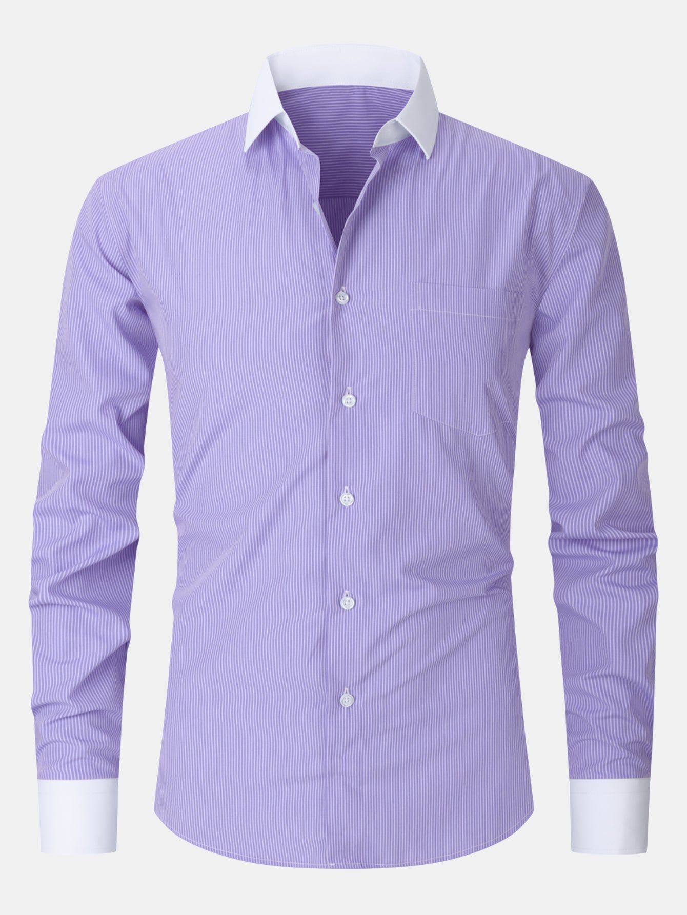 Dress Shirt with Striped Contrast Collar