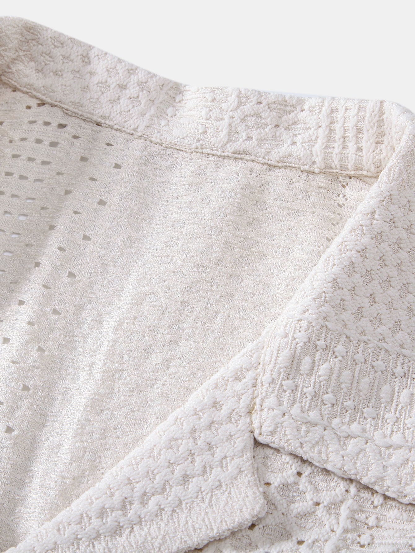 Geometric Jacquard Cuban Collar Shirt & Straight Leg Linen Pants