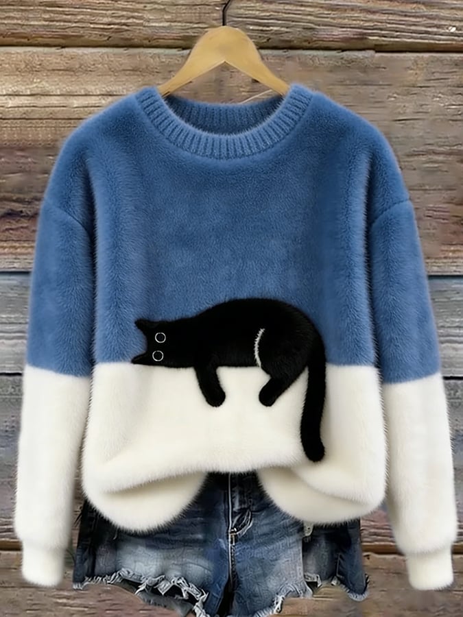 Luna | Women's Sweatshirt with Cat Pattern