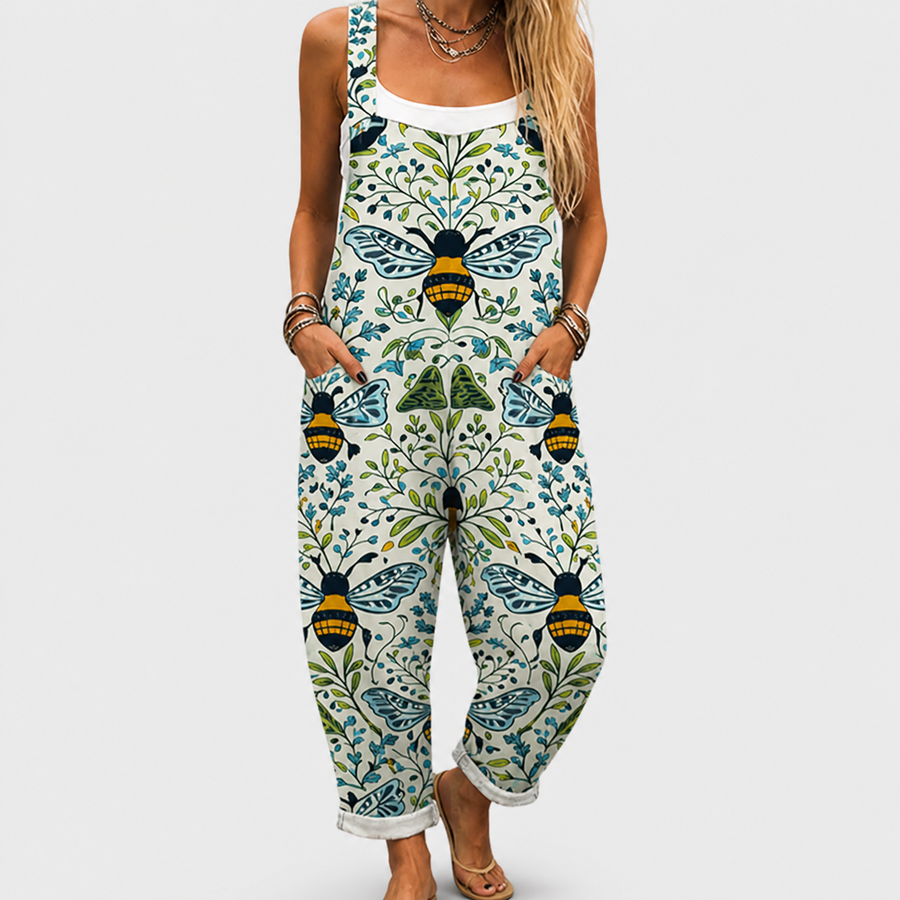 Comfortable Printed Overalls