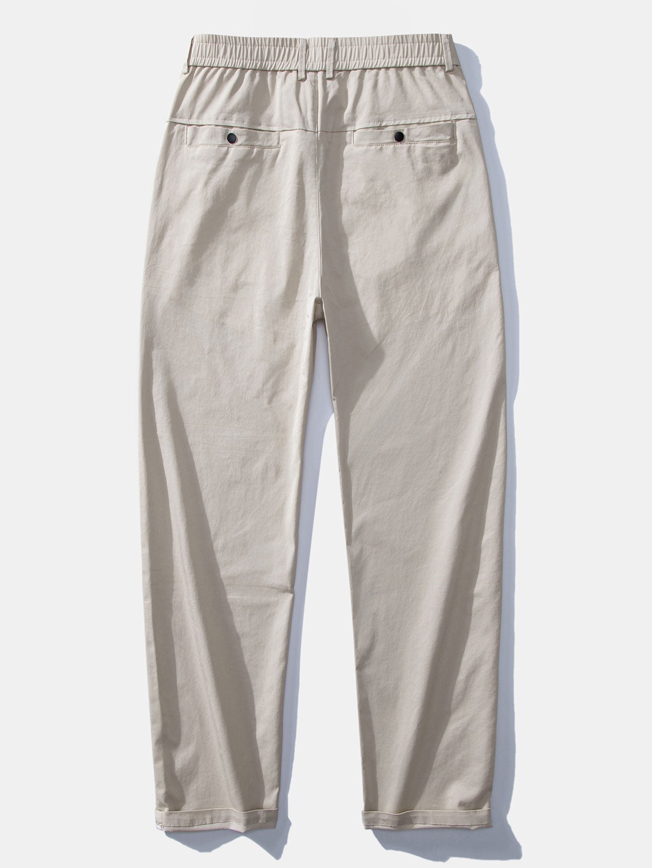 Contrast Trim Ribbed Johnny Collar Knit Polo & Elastic Waist Straight Leg Trousers