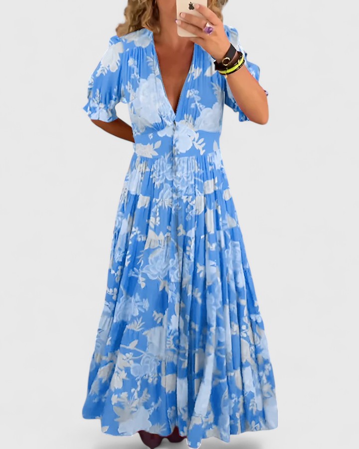 Amaya | Elegant Floral V-neck Dress