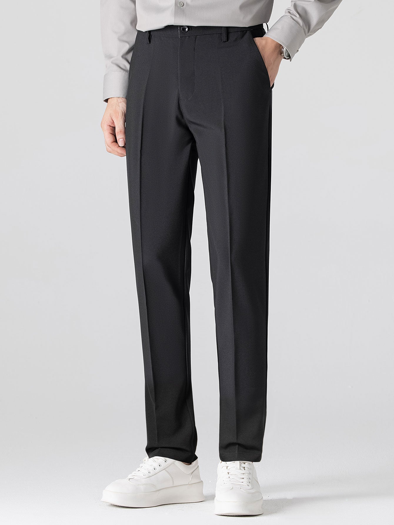 Checkerboard V-Neck Knit Polo & Slim Fit Tapered Trousers