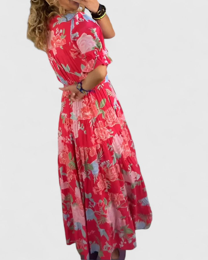 Amaya | Elegant Floral V-neck Dress