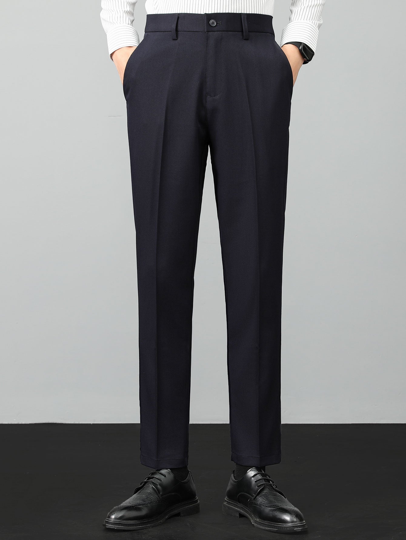 Linen Ribbed Knit Polo & Slim Fit Tapered Trousers
