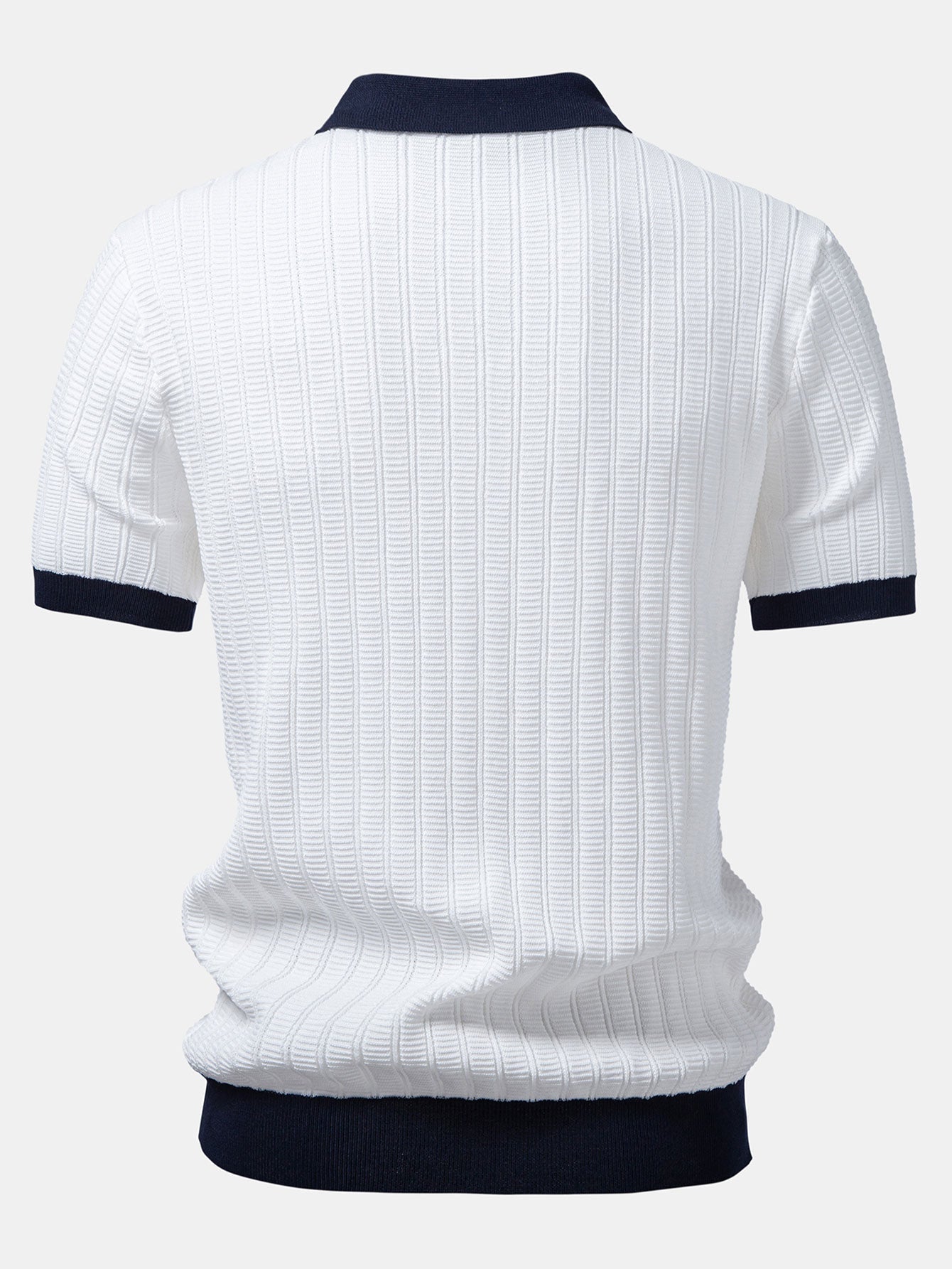 Contrast Textured Johnny Collar Polo & Slim Fit Tapered Trousers