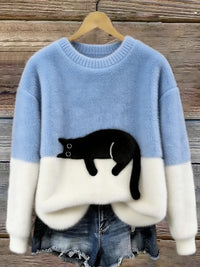 Luna | Women's Sweatshirt with Cat Pattern