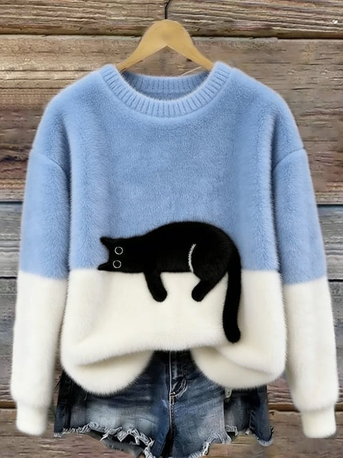 Luna | Women's Sweatshirt with Cat Pattern