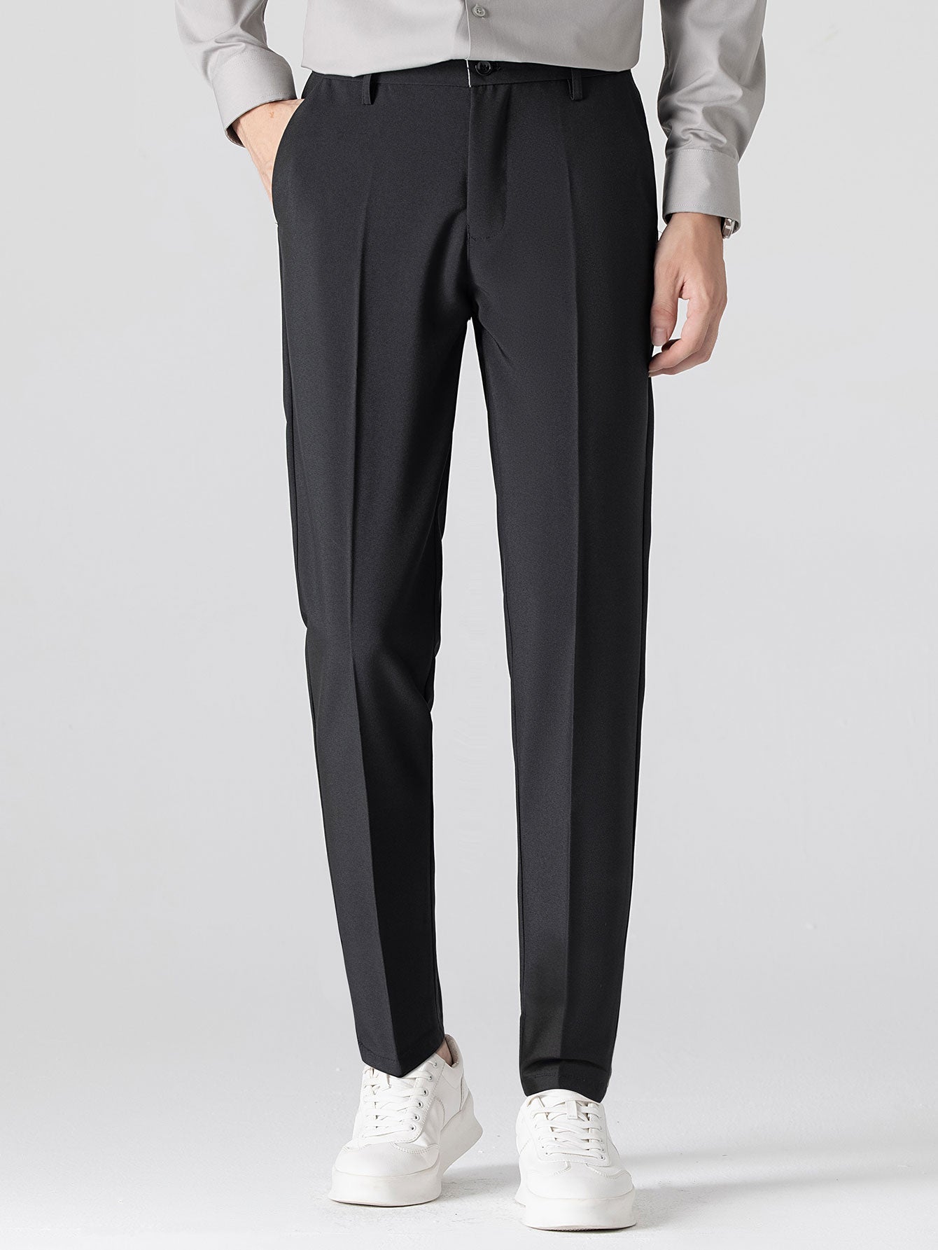 Checkerboard V-Neck Knit Polo & Slim Fit Tapered Trousers