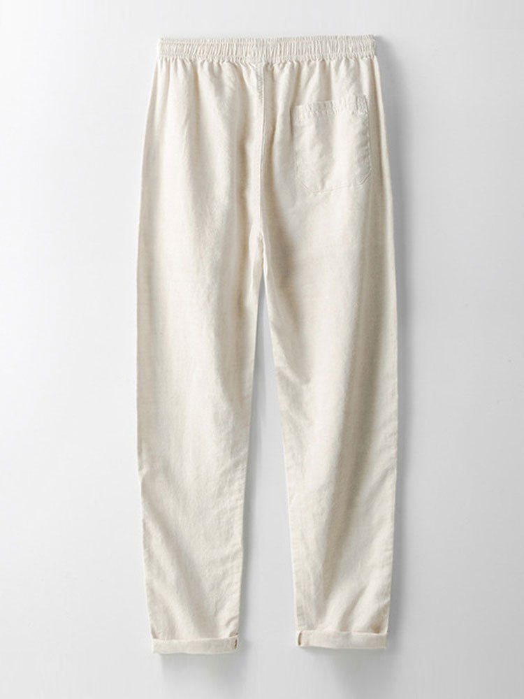Geometric Jacquard Cuban Collar Shirt & Straight Leg Linen Pants