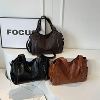 Luxe Zip Leather Shoulder Bag