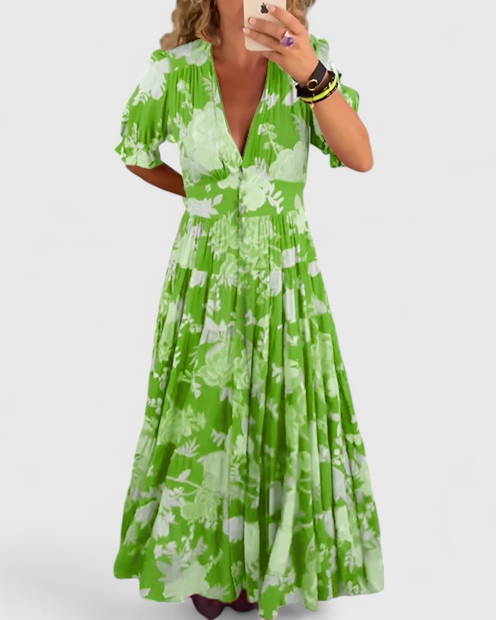 Amaya | Elegant Floral V-neck Dress