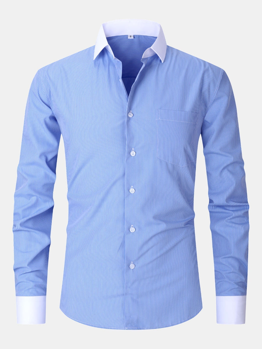 Dress Shirt with Striped Contrast Collar