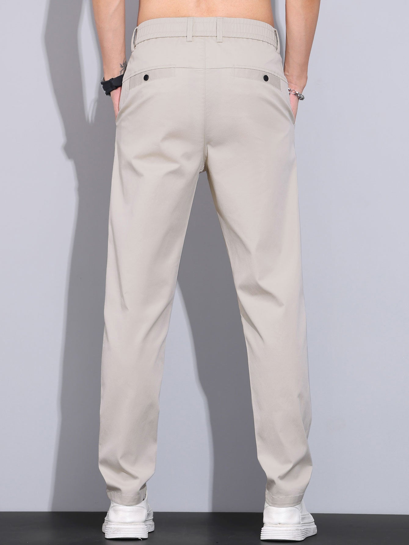 Twist Knit Polo & Elastic Waist Straight Leg Trousers
