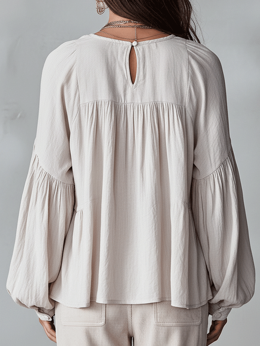 Airy Vintage-Inspired Ruffle Soft Ruffle Bohemian Blouse
