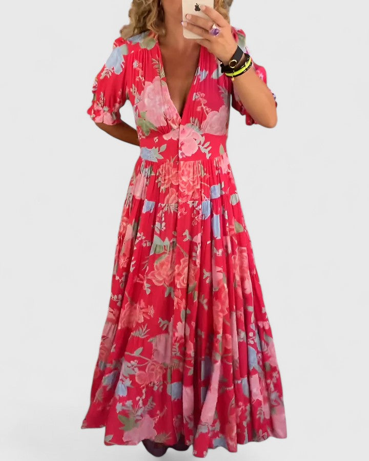 Amaya | Elegant Floral V-neck Dress