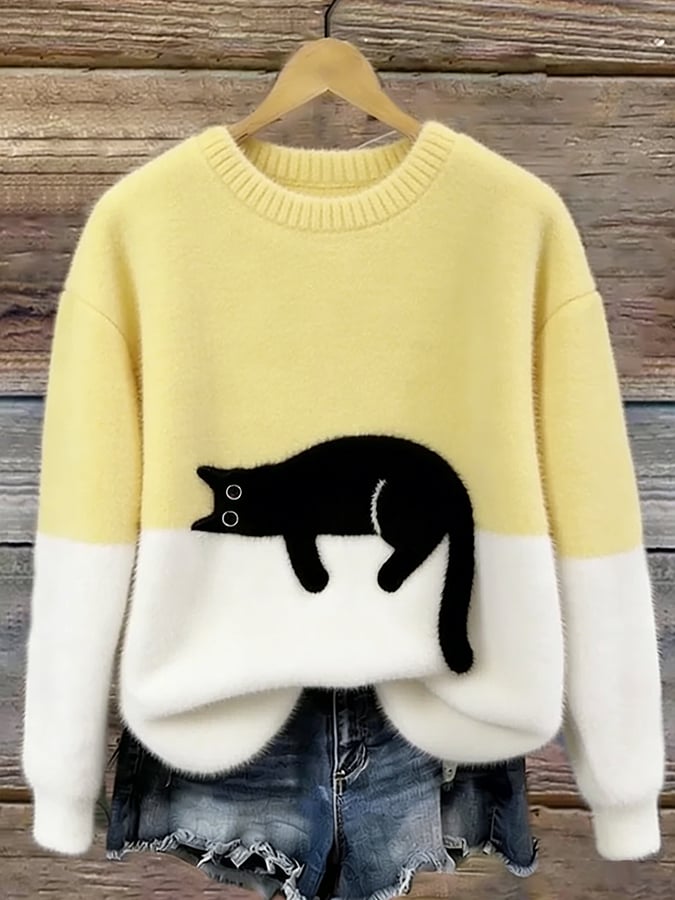 Luna | Women's Sweatshirt with Cat Pattern