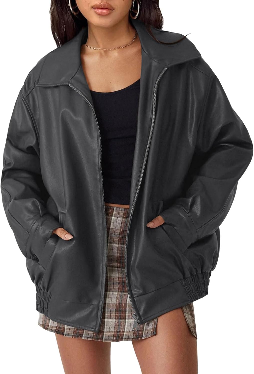 Womens Oversized Leather Jacket