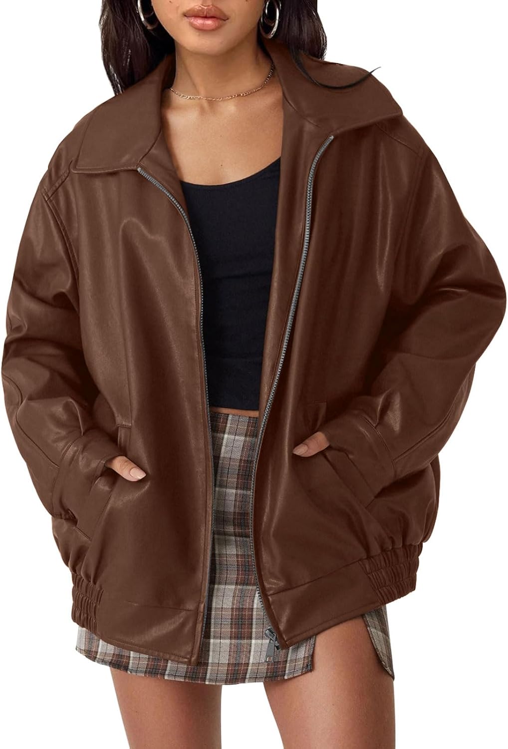 Womens Oversized Leather Jacket