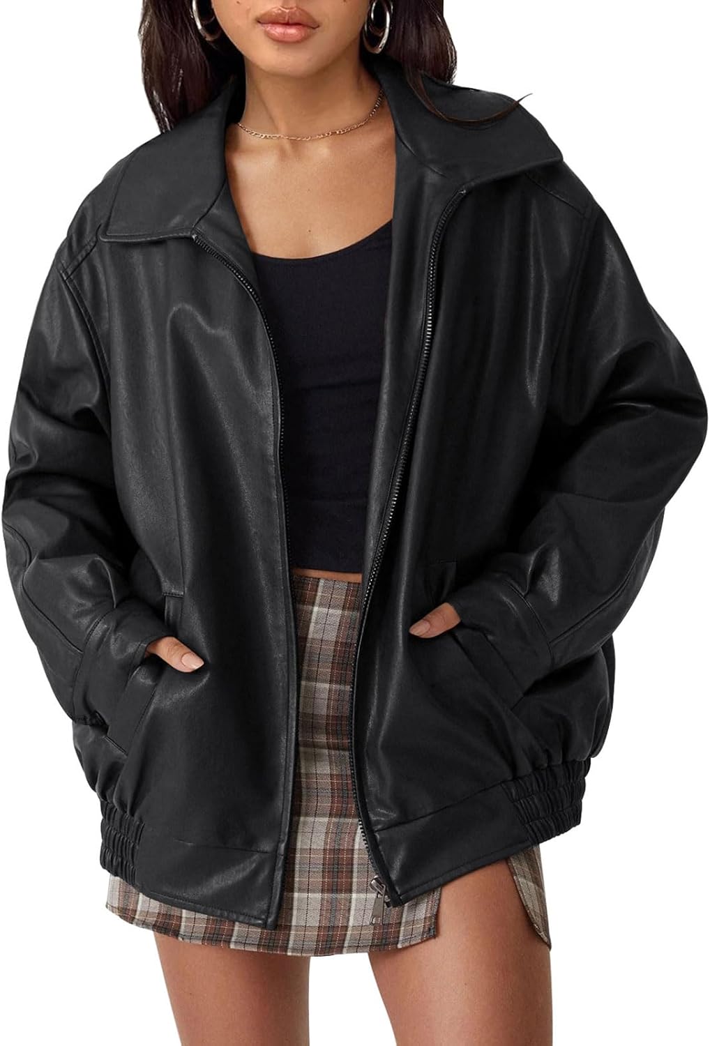 Womens Oversized Leather Jacket