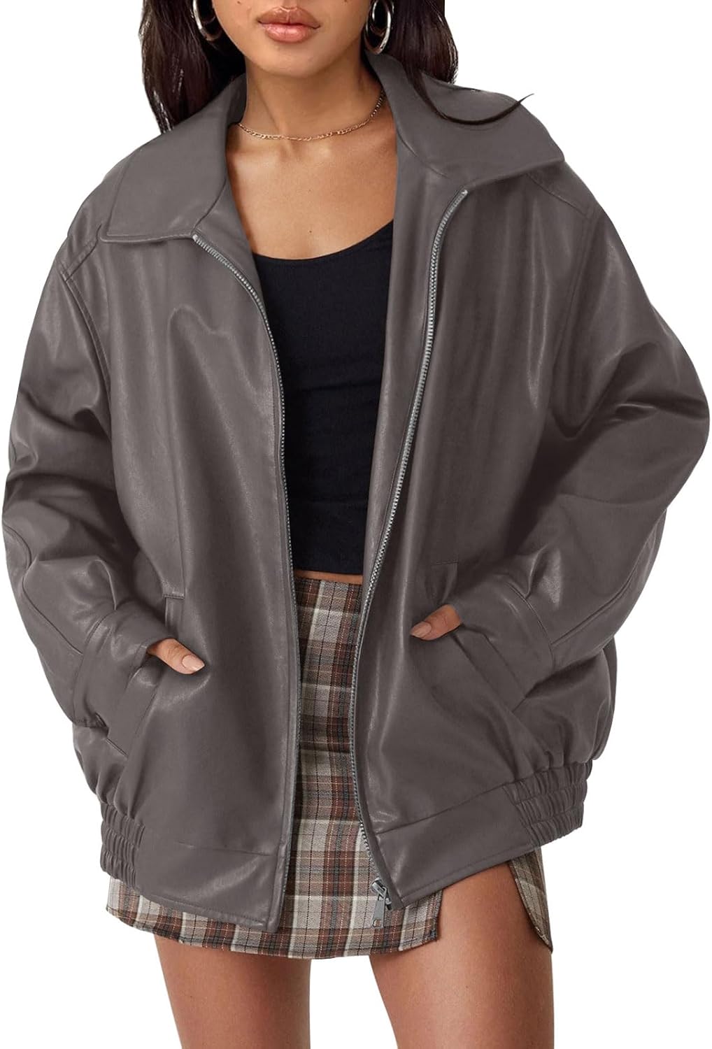 Womens Oversized Leather Jacket