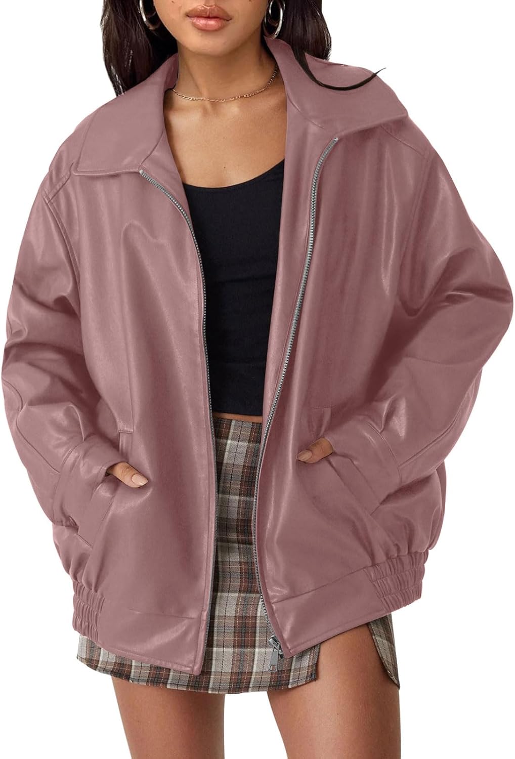 Womens Oversized Leather Jacket
