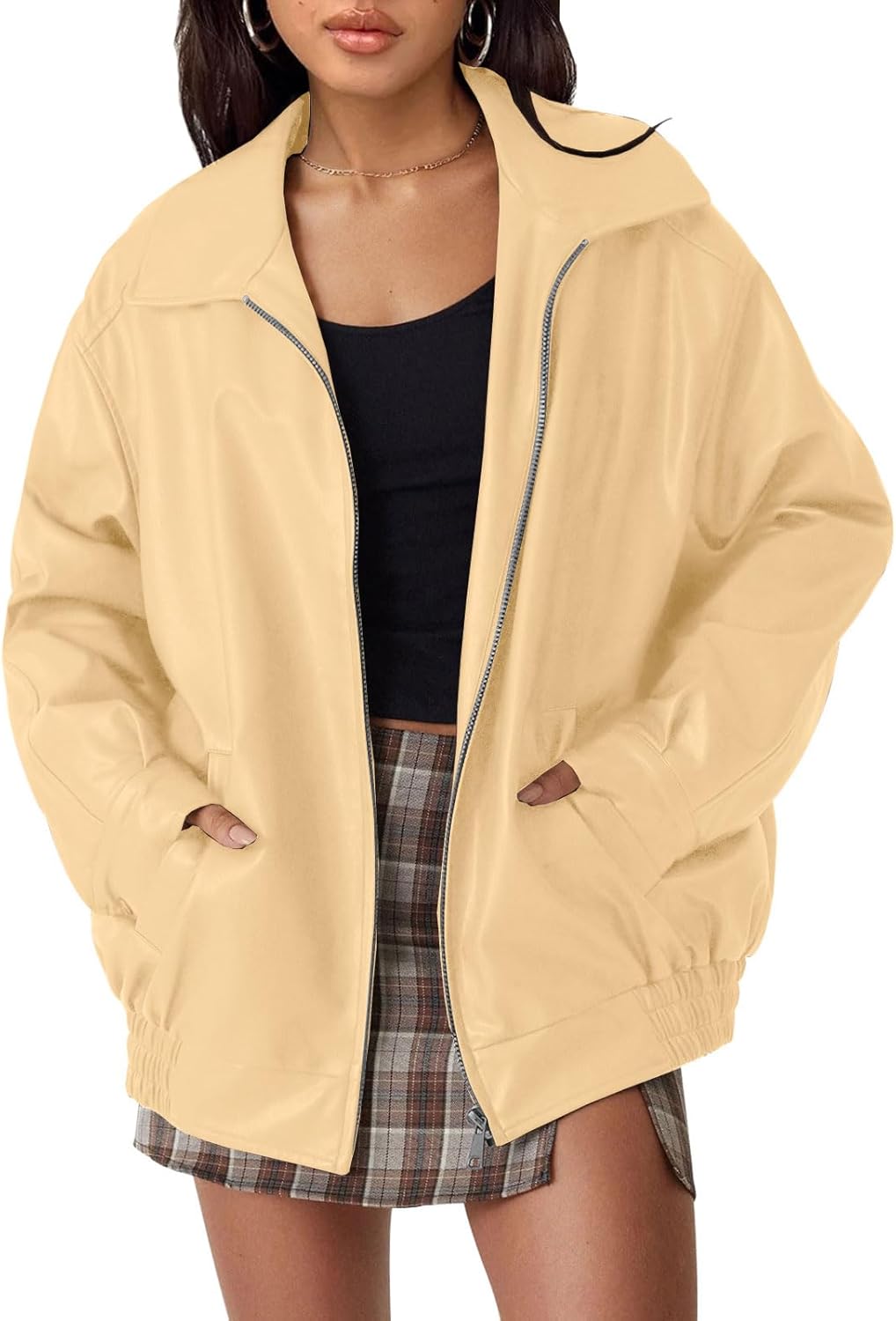 Womens Oversized Leather Jacket