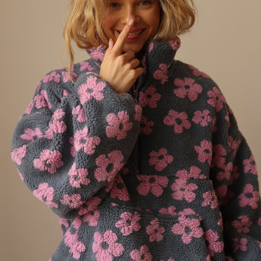Leo Melbourne™ | Warm Fleece Sweater with Floral Print