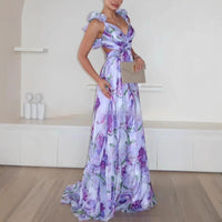 Floral Breeze Lace-Up Dress