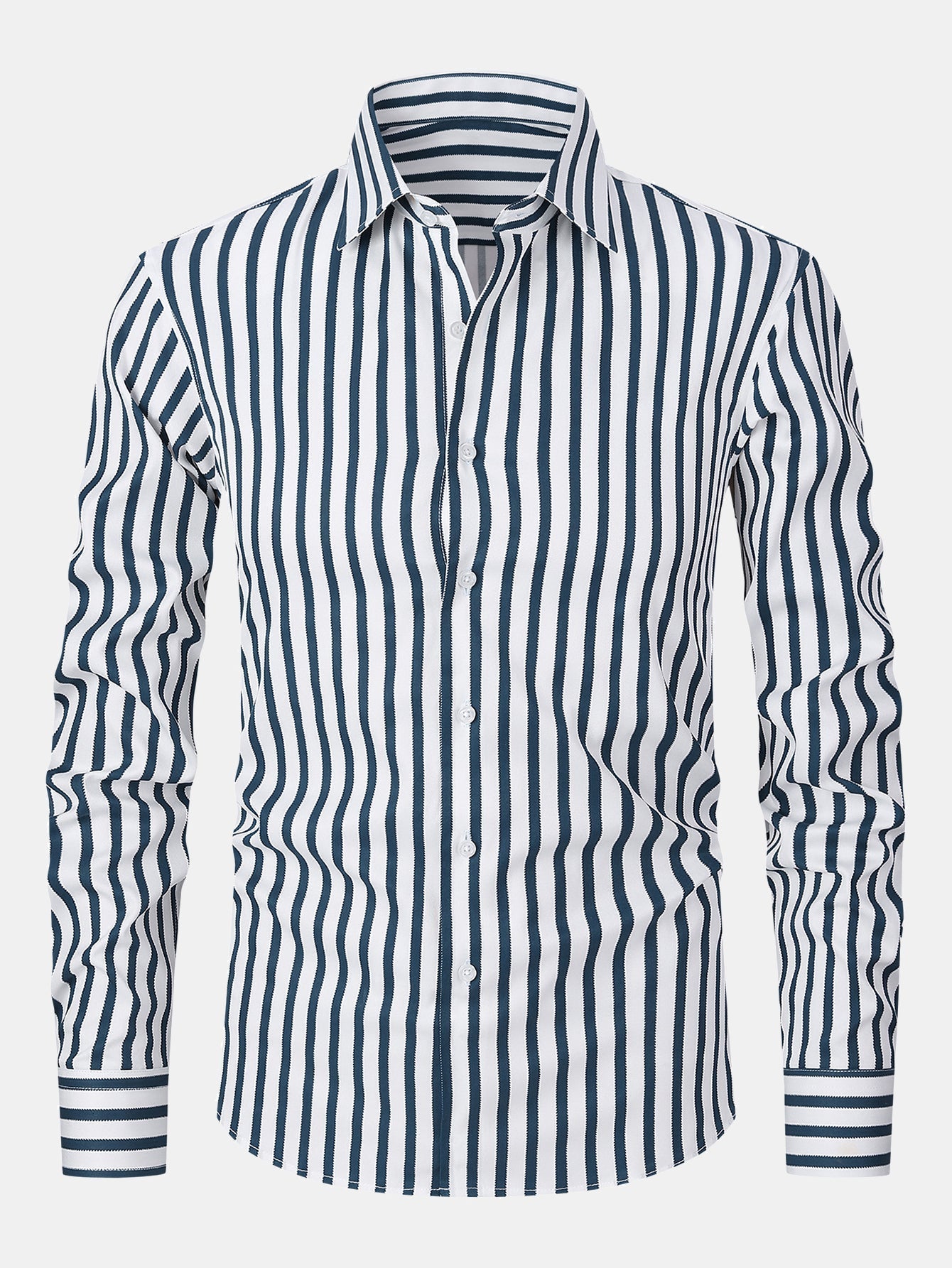 Long Sleeve Striped Shirt with Buttons