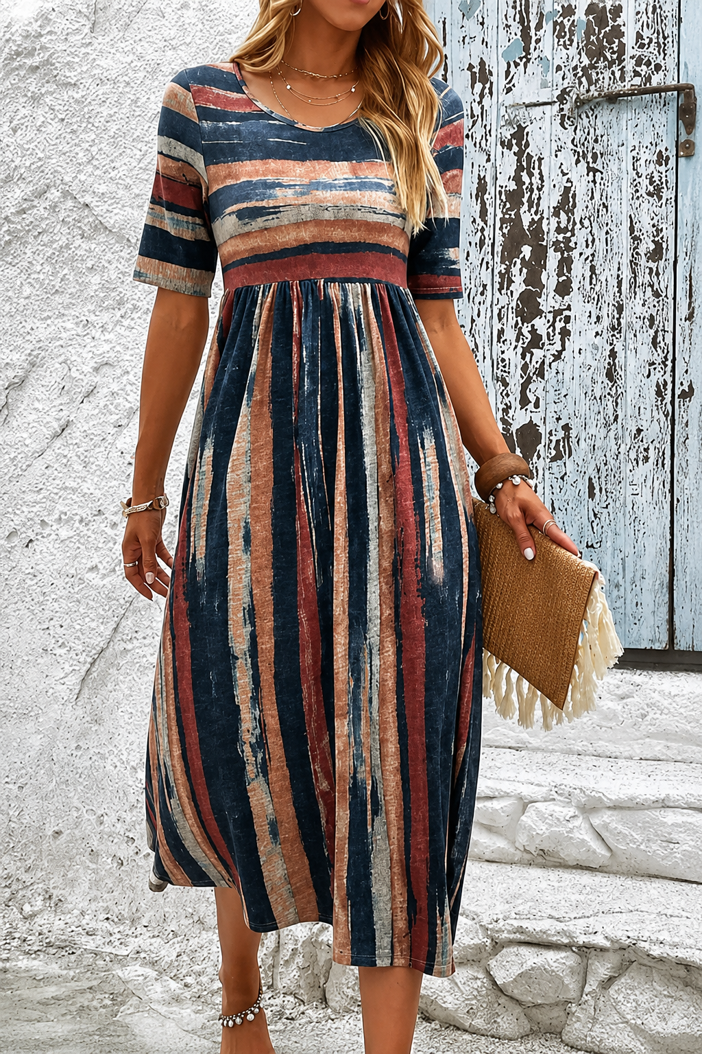Katie™ | Striped, Flowing Midi Dress