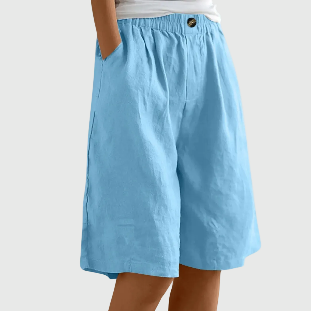Marie Wide-Leg Elastic Waist Shorts – Sky Blue