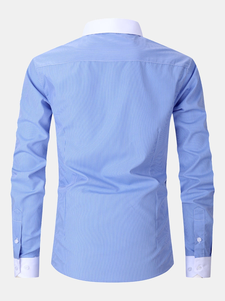 Dress Shirt with Striped Contrast Collar